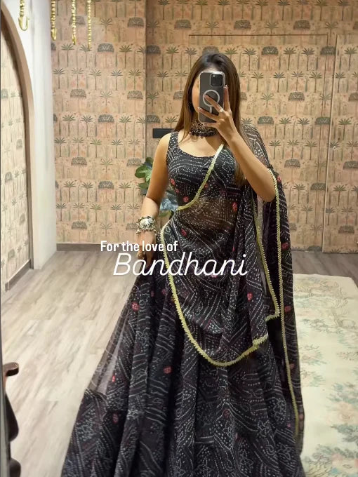 Morali Traditional Bandhani Lehenga Choli Set