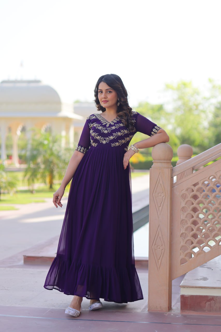 Aayna Elegant Bloom Anarkali Dress