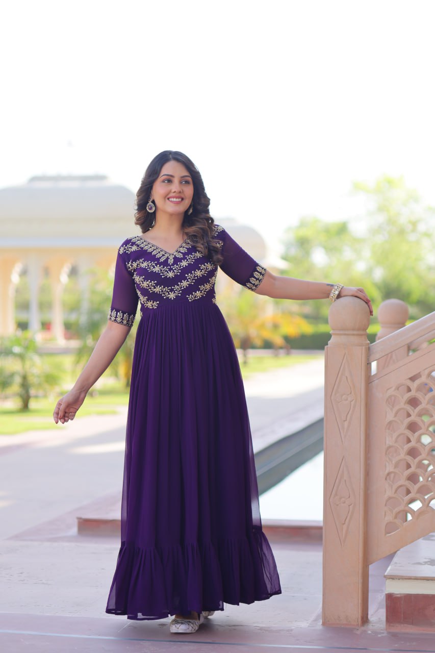 Aayna Elegant Bloom Anarkali Dress