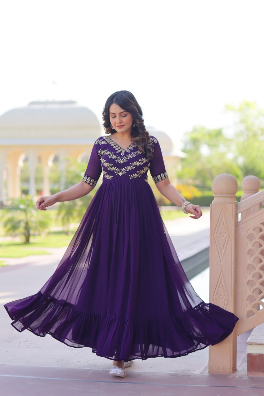 Aayna Elegant Bloom Anarkali Dress