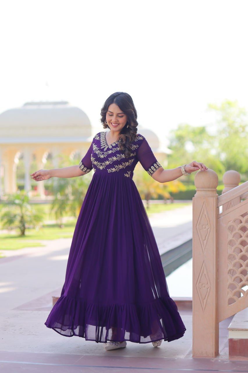 Aayna Elegant Bloom Anarkali Dress