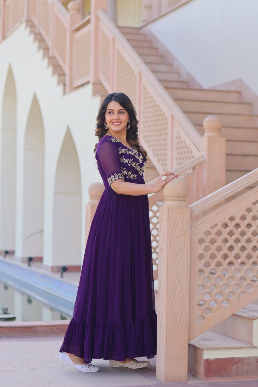 Aayna Elegant Bloom Anarkali Dress
