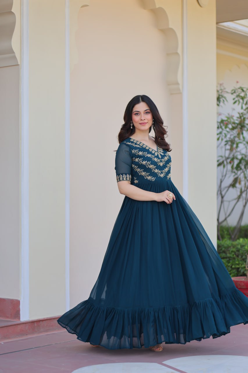 Aayna Elegant Bloom Anarkali Dress
