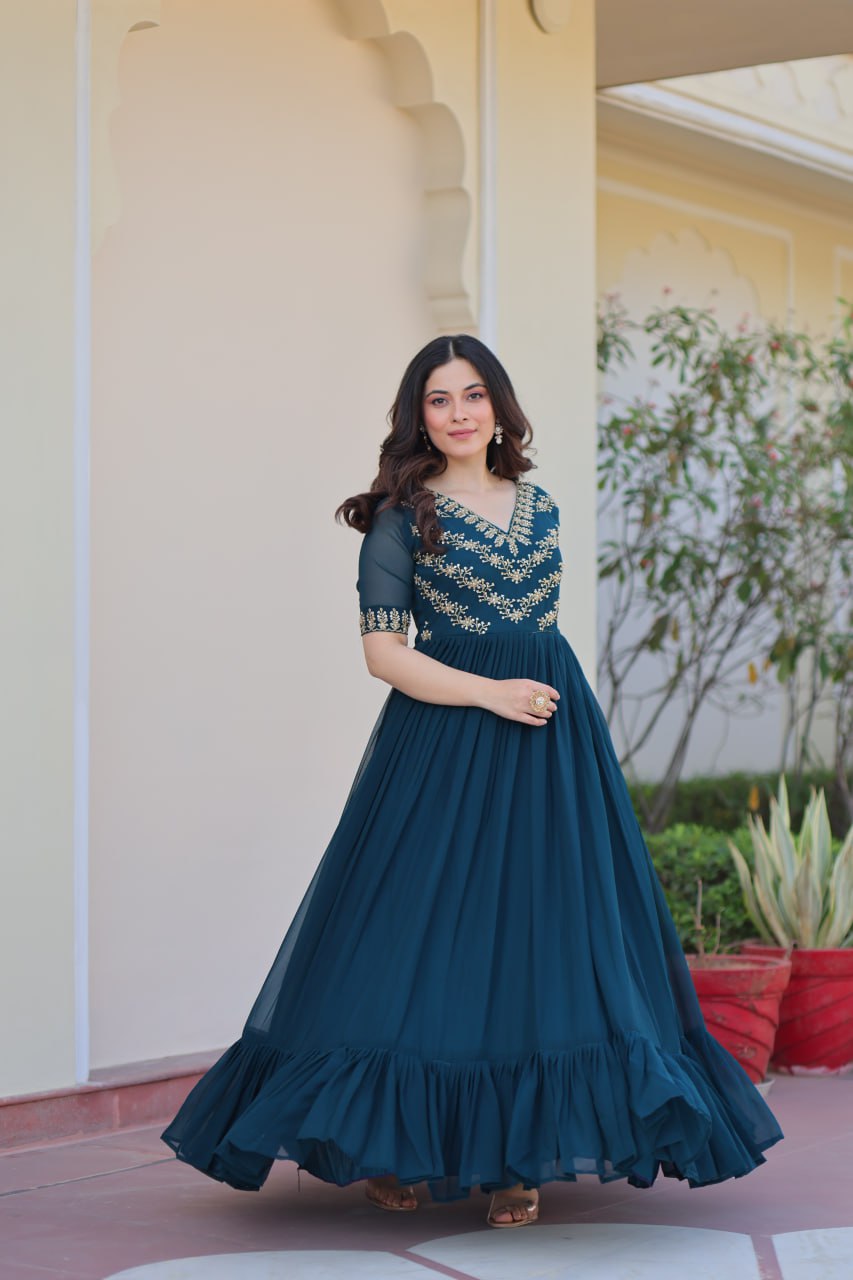 Aayna Elegant Bloom Anarkali Dress