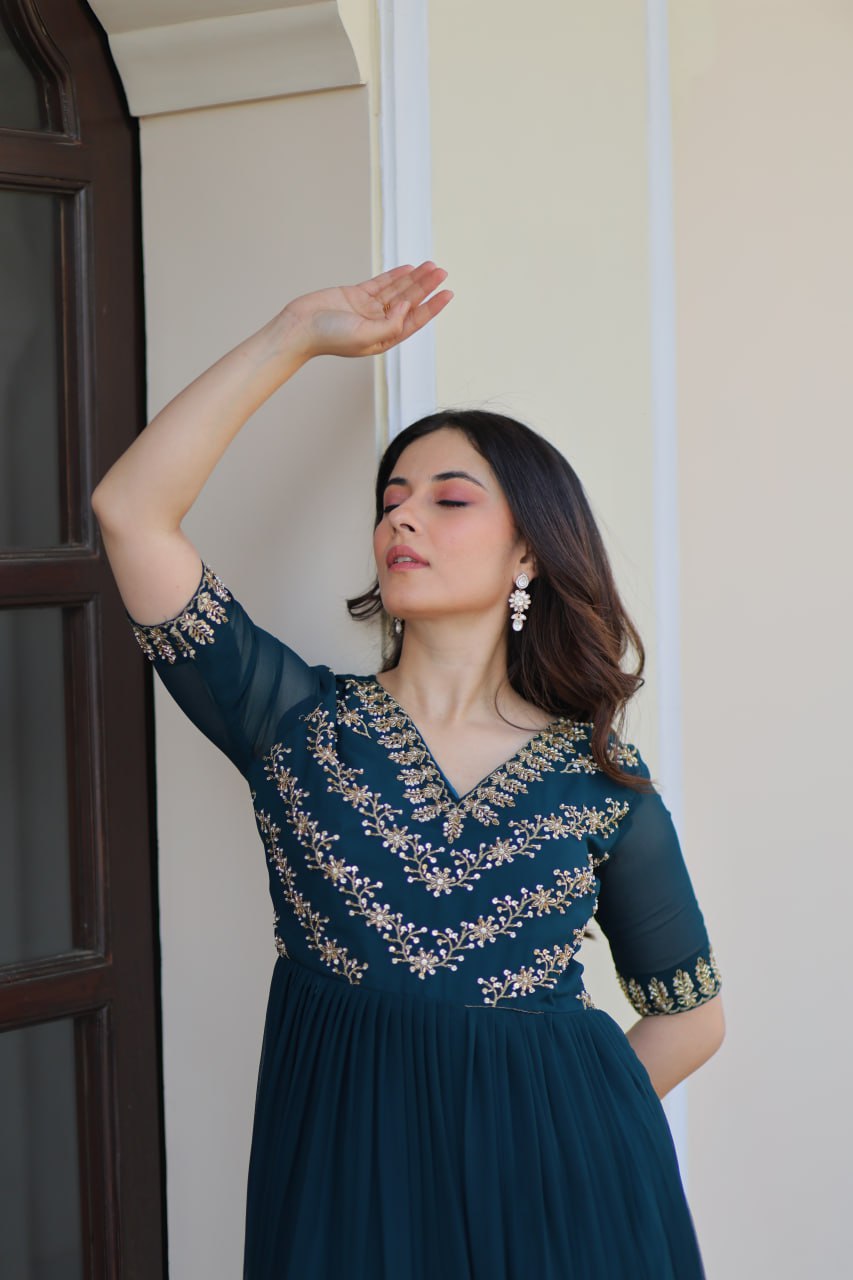 Aayna Elegant Bloom Anarkali Dress