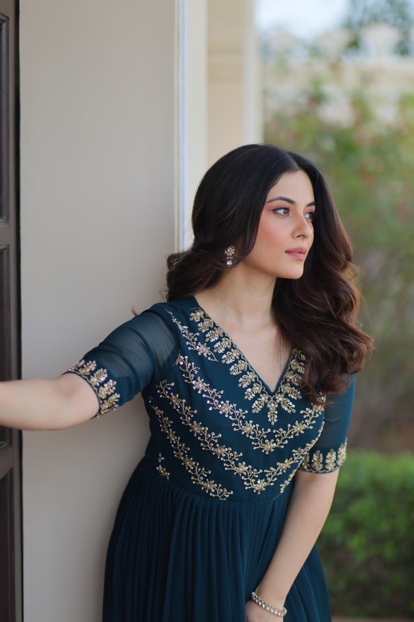 Aayna Elegant Bloom Anarkali Dress