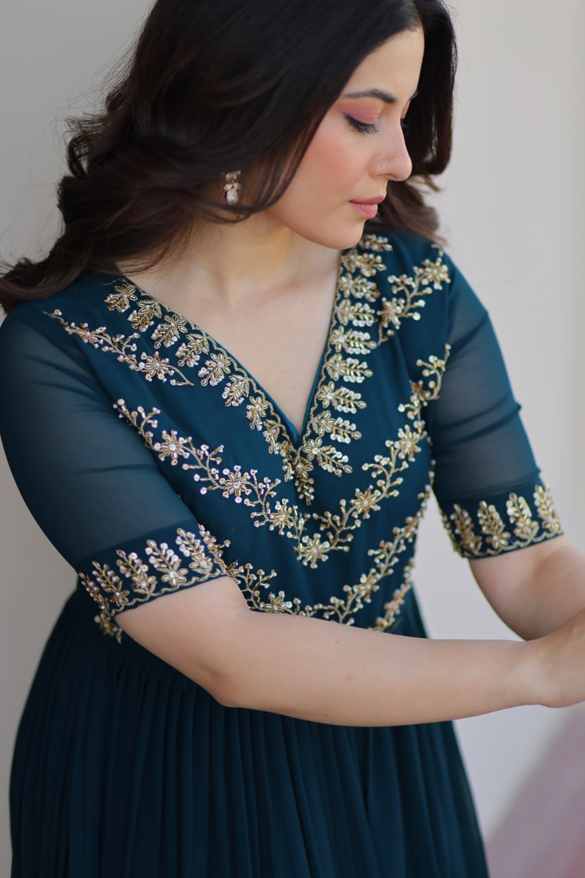 Aayna Elegant Bloom Anarkali Dress