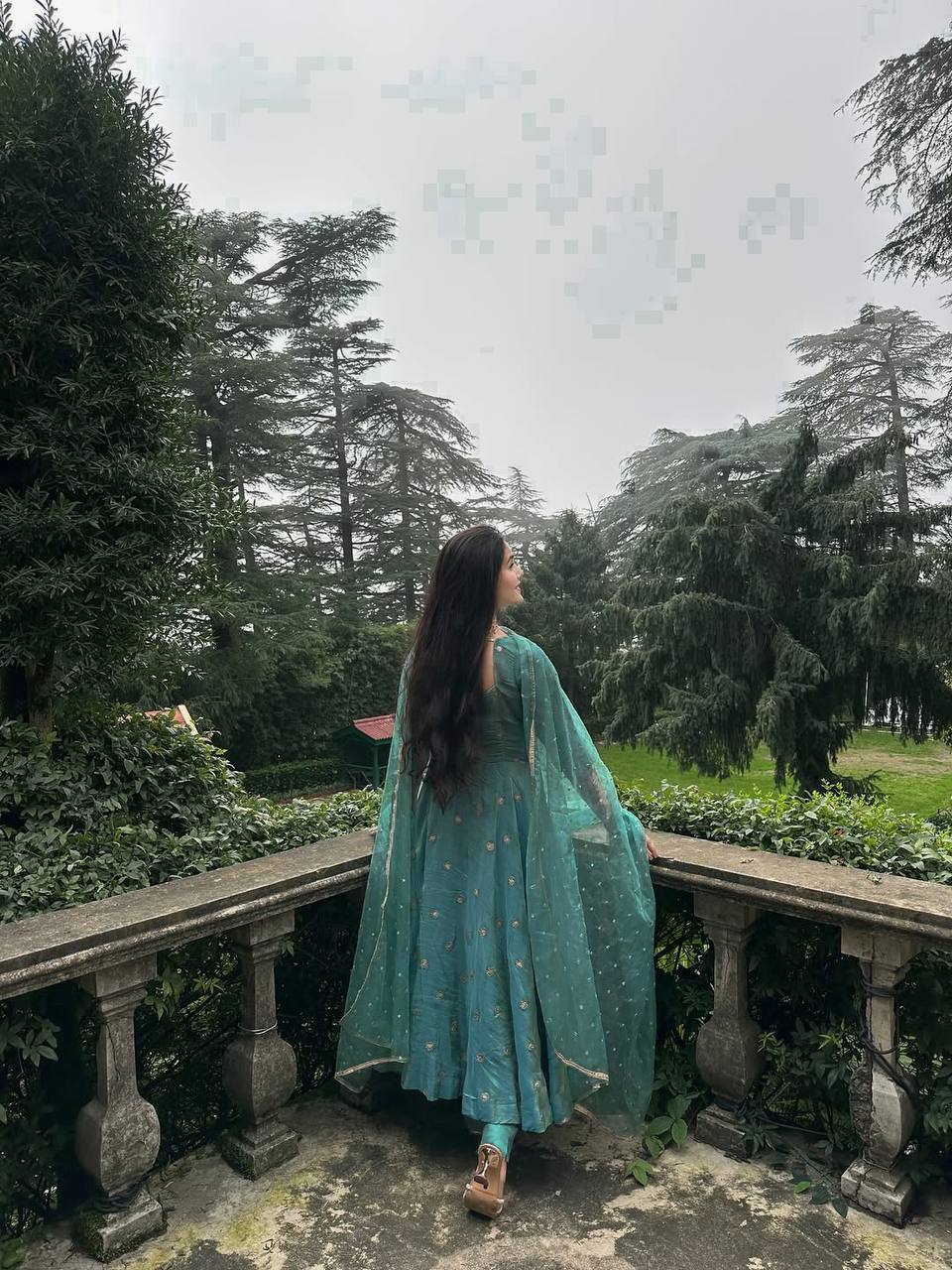 Tara Sky Blue Simmer Silk Anarkali Gown