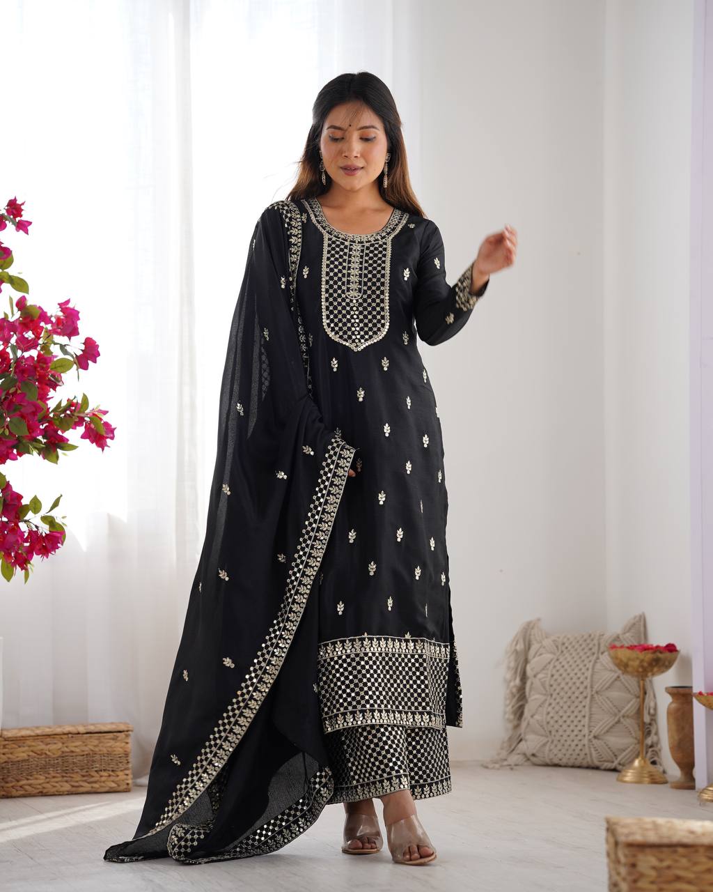 Lovely Pure Chinon Silk Fabric Kurta Set