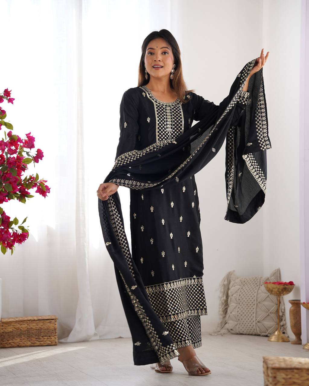 Lovely Pure Chinon Silk Fabric Kurta Set