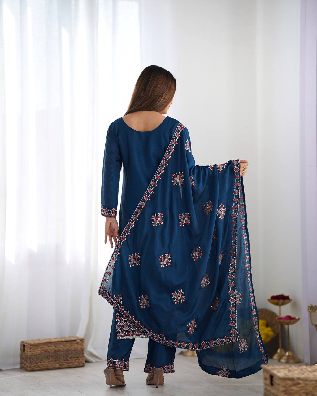 Reem's Designer Heavy Embroidery Silk Suit