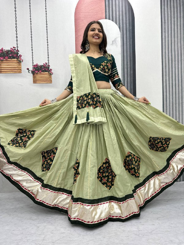Ruhani Nazakat Mirror Motif Magic in Purple And Olive Lehenga