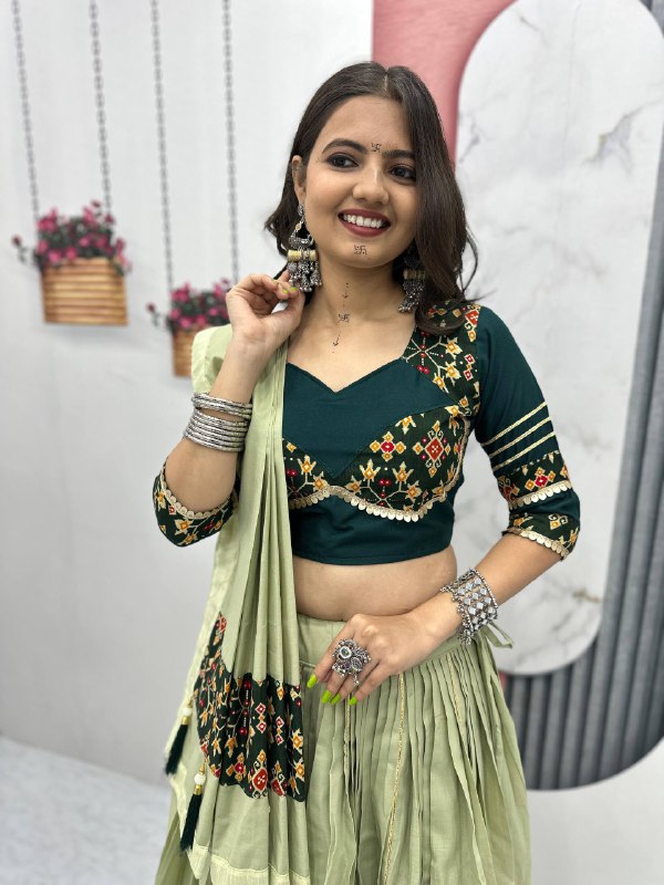 Ruhani Nazakat Mirror Motif Magic in Purple And Olive Lehenga