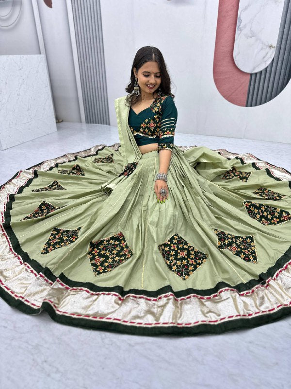 Ruhani Nazakat Mirror Motif Magic in Purple And Olive Lehenga