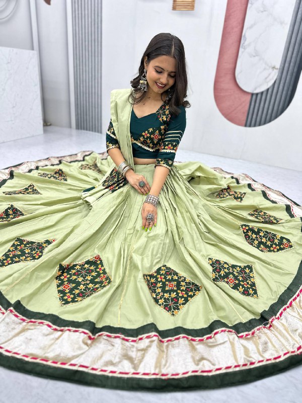 Ruhani Nazakat Mirror Motif Magic in Purple And Olive Lehenga