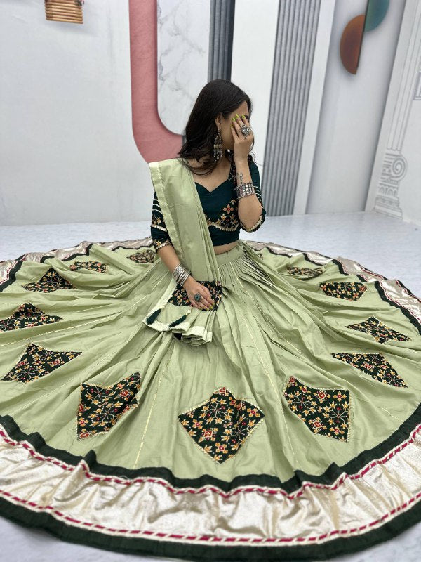Ruhani Nazakat Mirror Motif Magic in Purple And Olive Lehenga