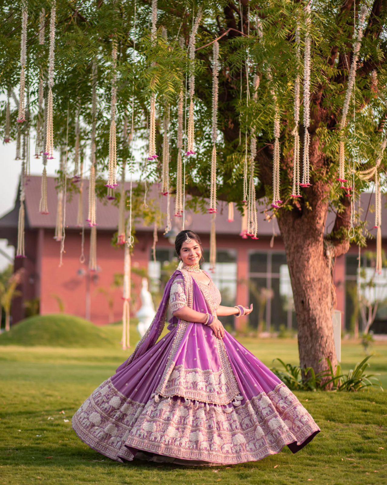 Lavender Fox Georgette Traditional Lehenga Set