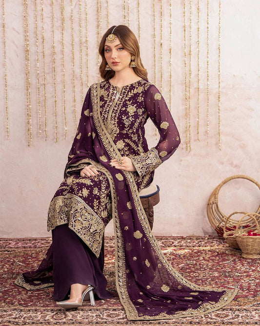 Noor E Shahi Traditionl Georgette Plazoo Set
