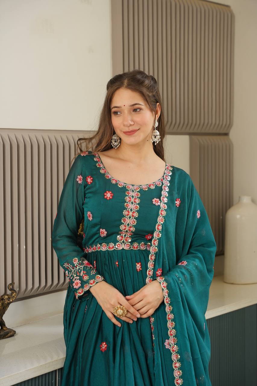 Mahi Noha Crush Silk Designer Gown Set