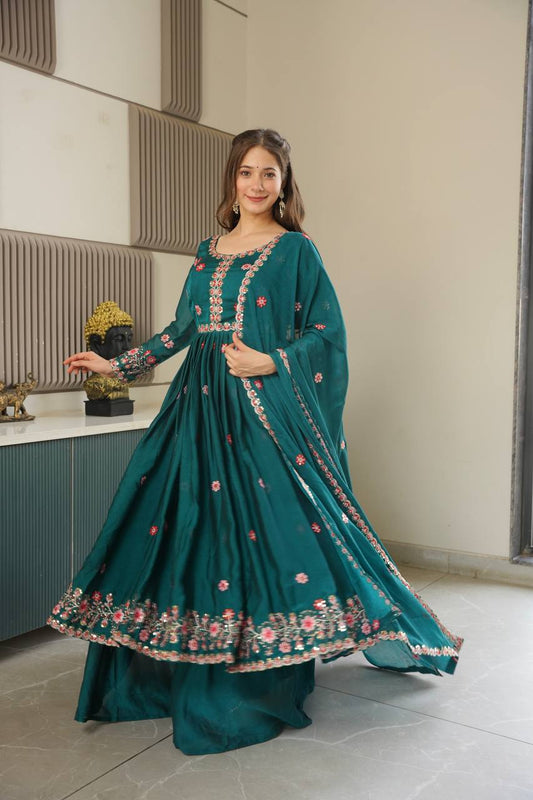 Mahi Noha Crush Silk Designer Gown Set