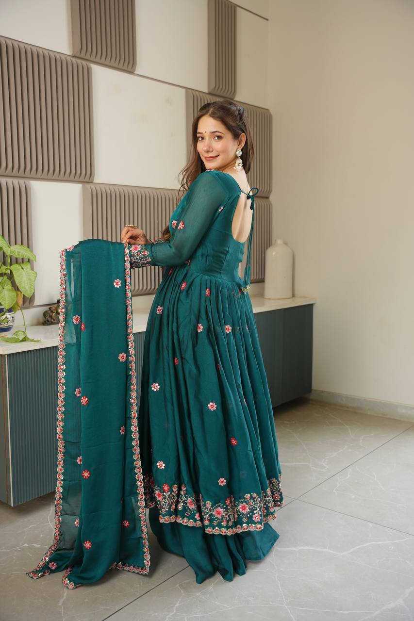Mahi Noha Crush Silk Designer Gown Set