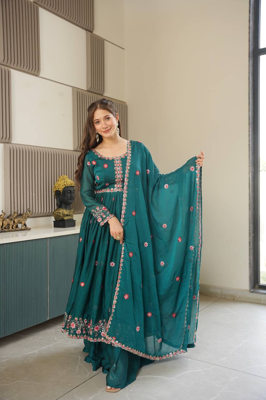 Mahi Noha Crush Silk Designer Gown Set