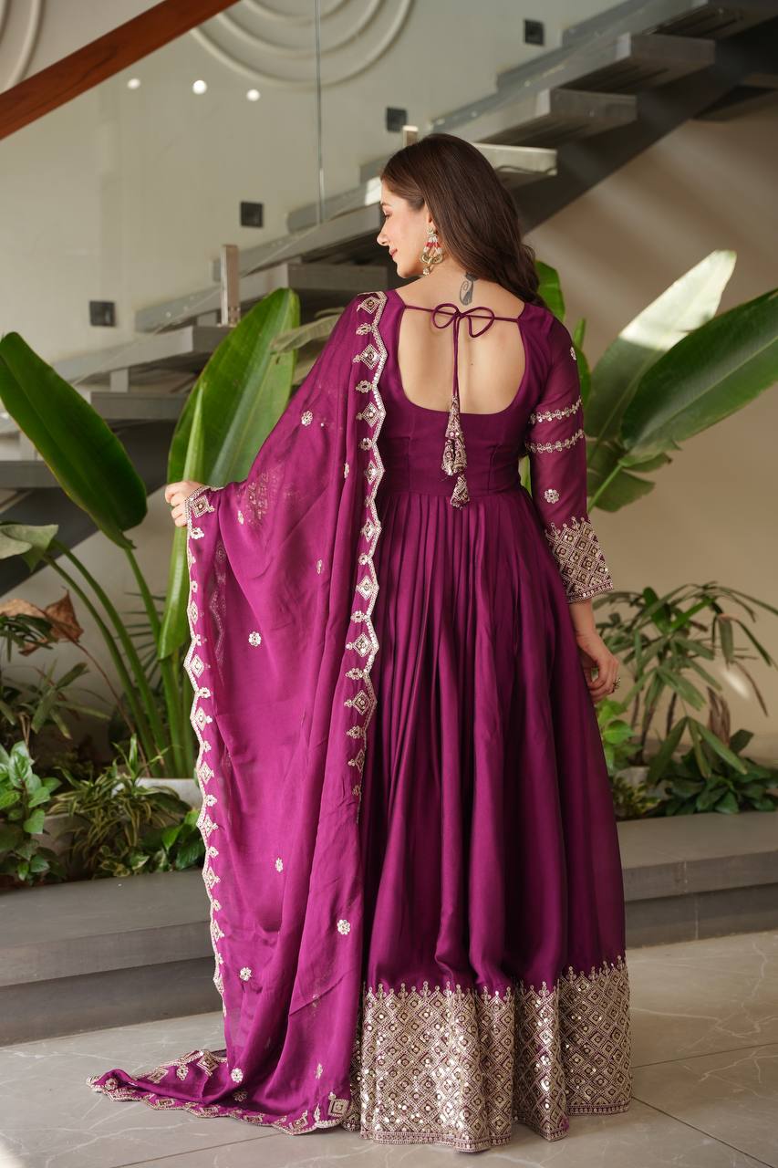 Adira Designer Noha Crush Silk Party Wear Gown