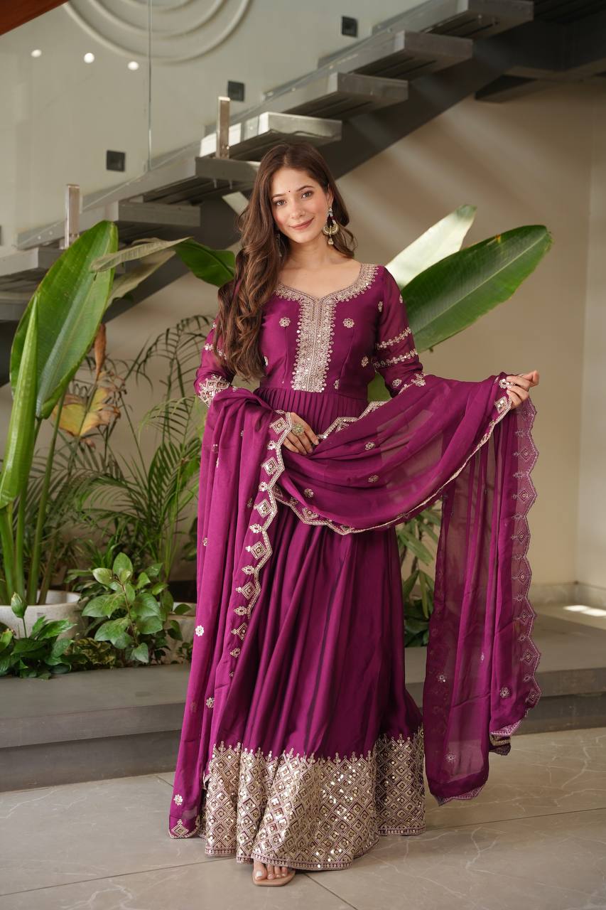 Adira Designer Noha Crush Silk Party Wear Gown