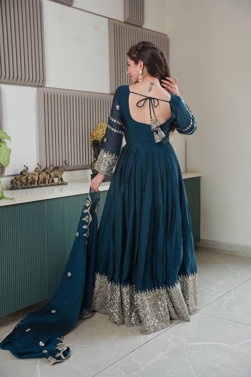 Adira Designer Noha Crush Silk Party Wear Gown