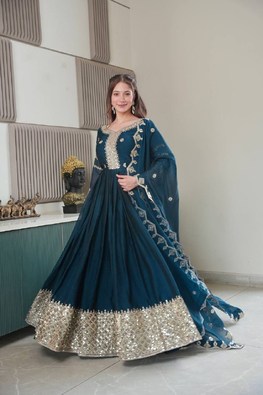 Adira Designer Noha Crush Silk Party Wear Gown