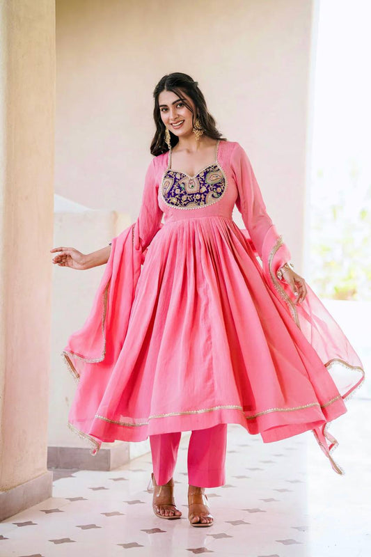 Trisha Crunchy Silk Designer Gown Set