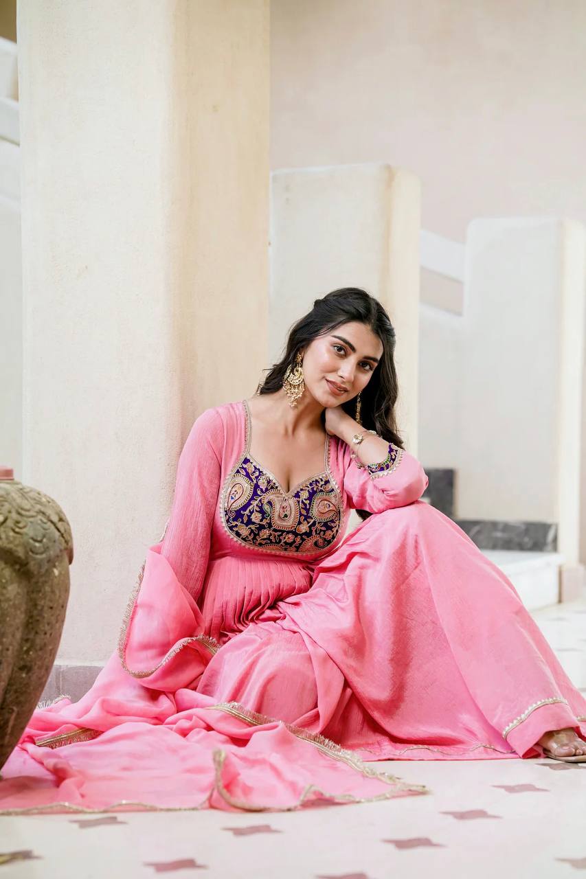Trisha Crunchy Silk Designer Gown Set