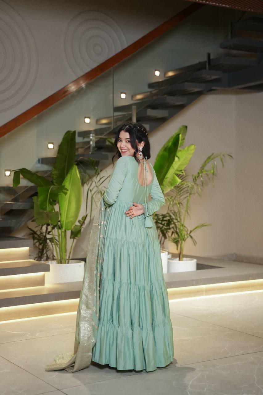 Ruhi Gorgeous Designer Romansilk Chanderi Beautifull Anarkali