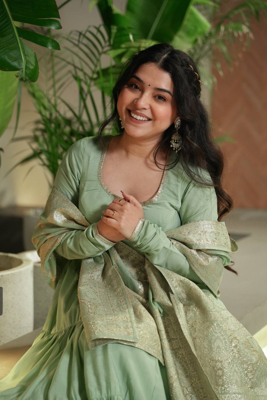 Ruhi Gorgeous Designer Romansilk Chanderi Beautifull Anarkali