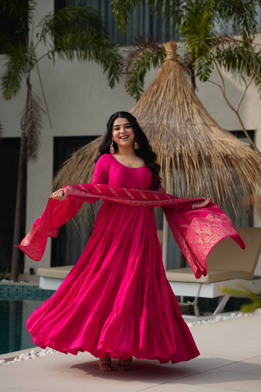 Ruhi Gorgeous Designer Romansilk Chanderi Beautifull Anarkali