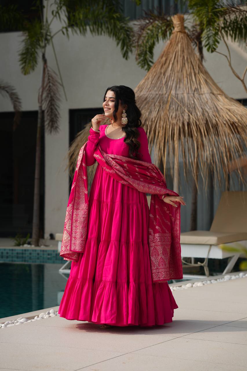 Ruhi Gorgeous Designer Romansilk Chanderi Beautifull Anarkali