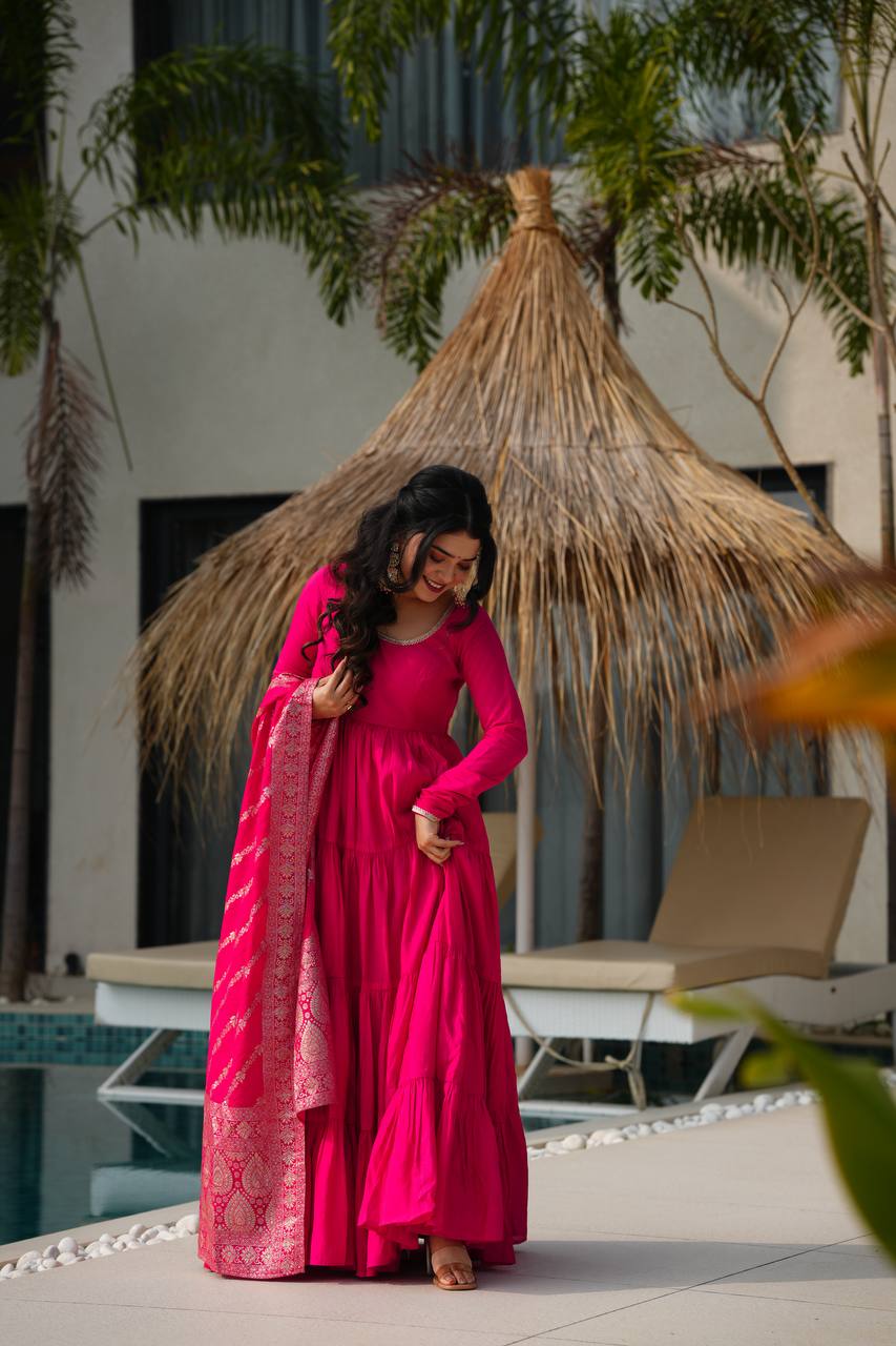 Ruhi Gorgeous Designer Romansilk Chanderi Beautifull Anarkali