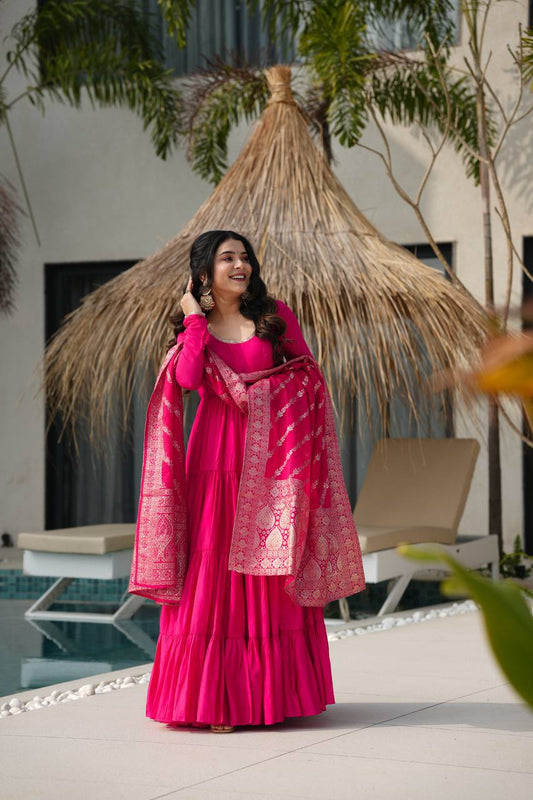 Ruhi Gorgeous Designer Romansilk Chanderi Beautifull Anarkali