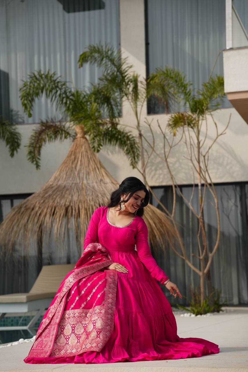 Ruhi Gorgeous Designer Romansilk Chanderi Beautifull Anarkali