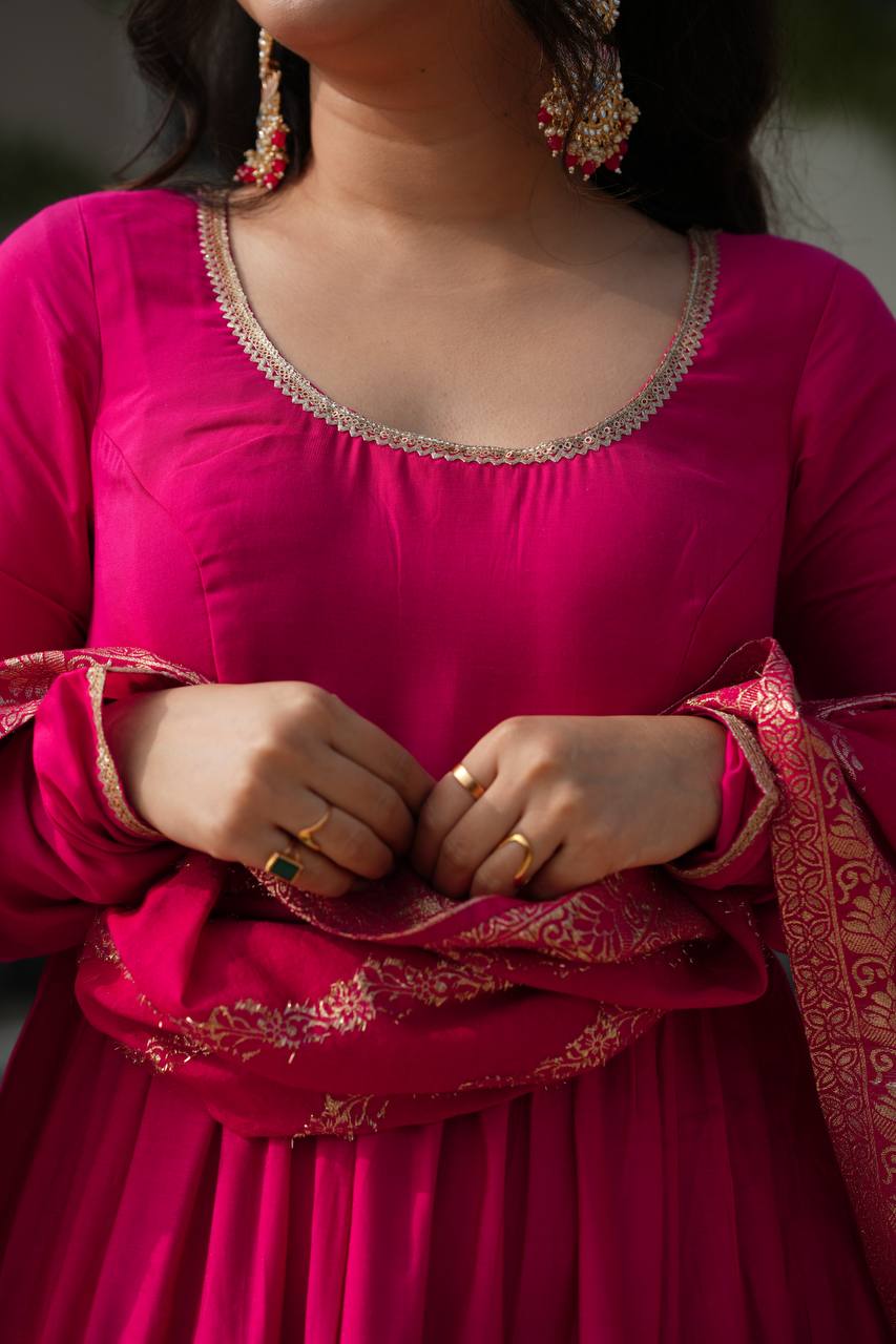 Ruhi Gorgeous Designer Romansilk Chanderi Beautifull Anarkali