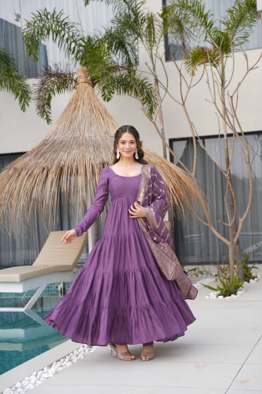 Ruhi Gorgeous Designer Romansilk Chanderi Beautifull Anarkali