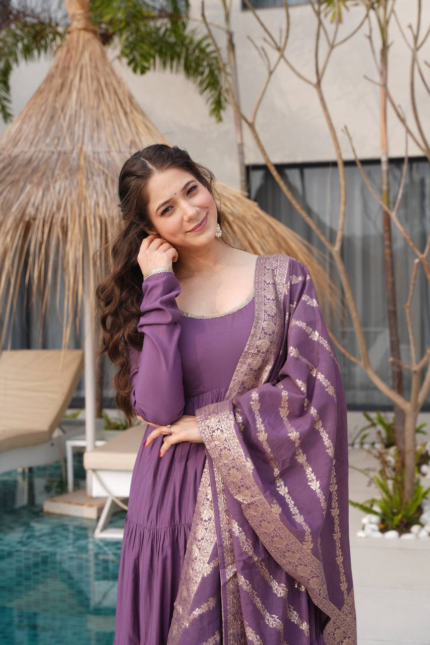 Ruhi Gorgeous Designer Romansilk Chanderi Beautifull Anarkali