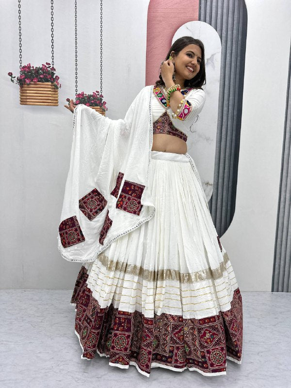 Charvi White Heavy Cotton Lehenga Choli
