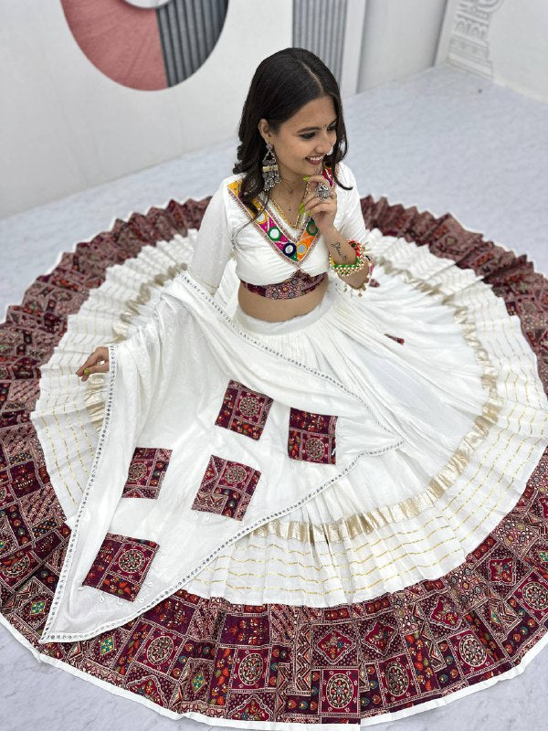 Charvi White Heavy Cotton Lehenga Choli