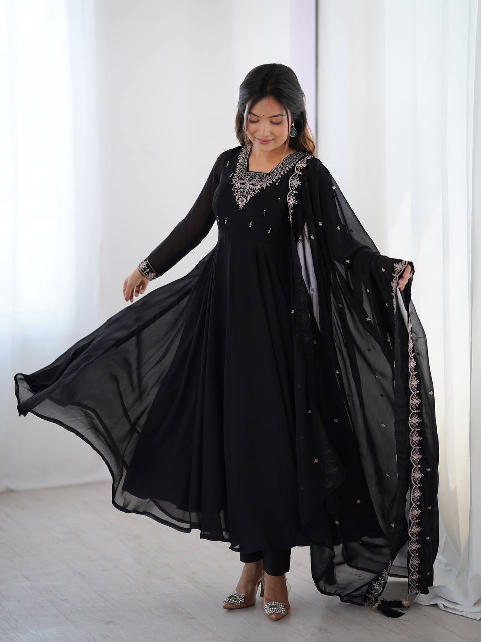 Krisha Heritage Embroidered Georgette Anarkali Set