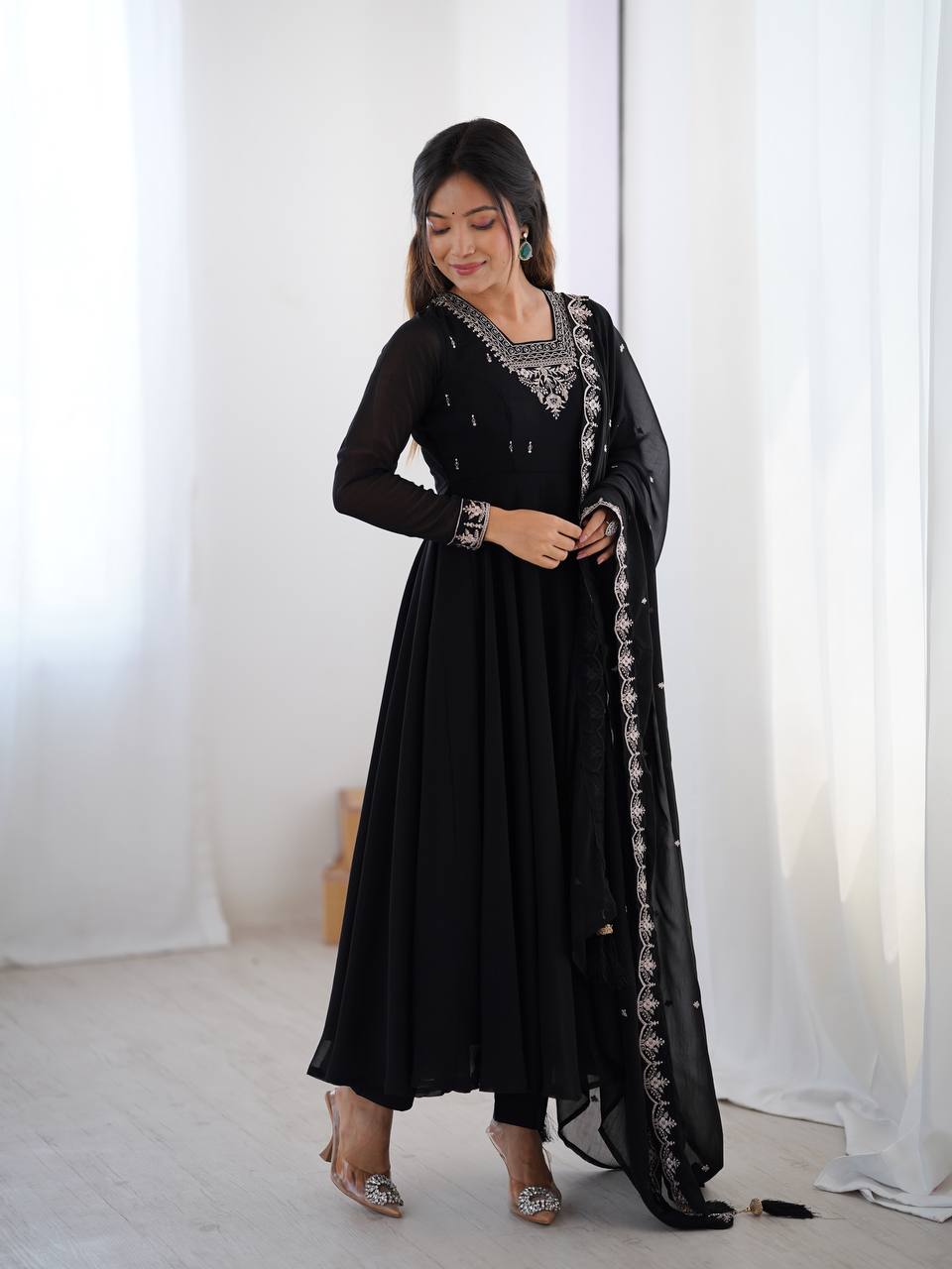 Krisha Heritage Embroidered Georgette Anarkali Set