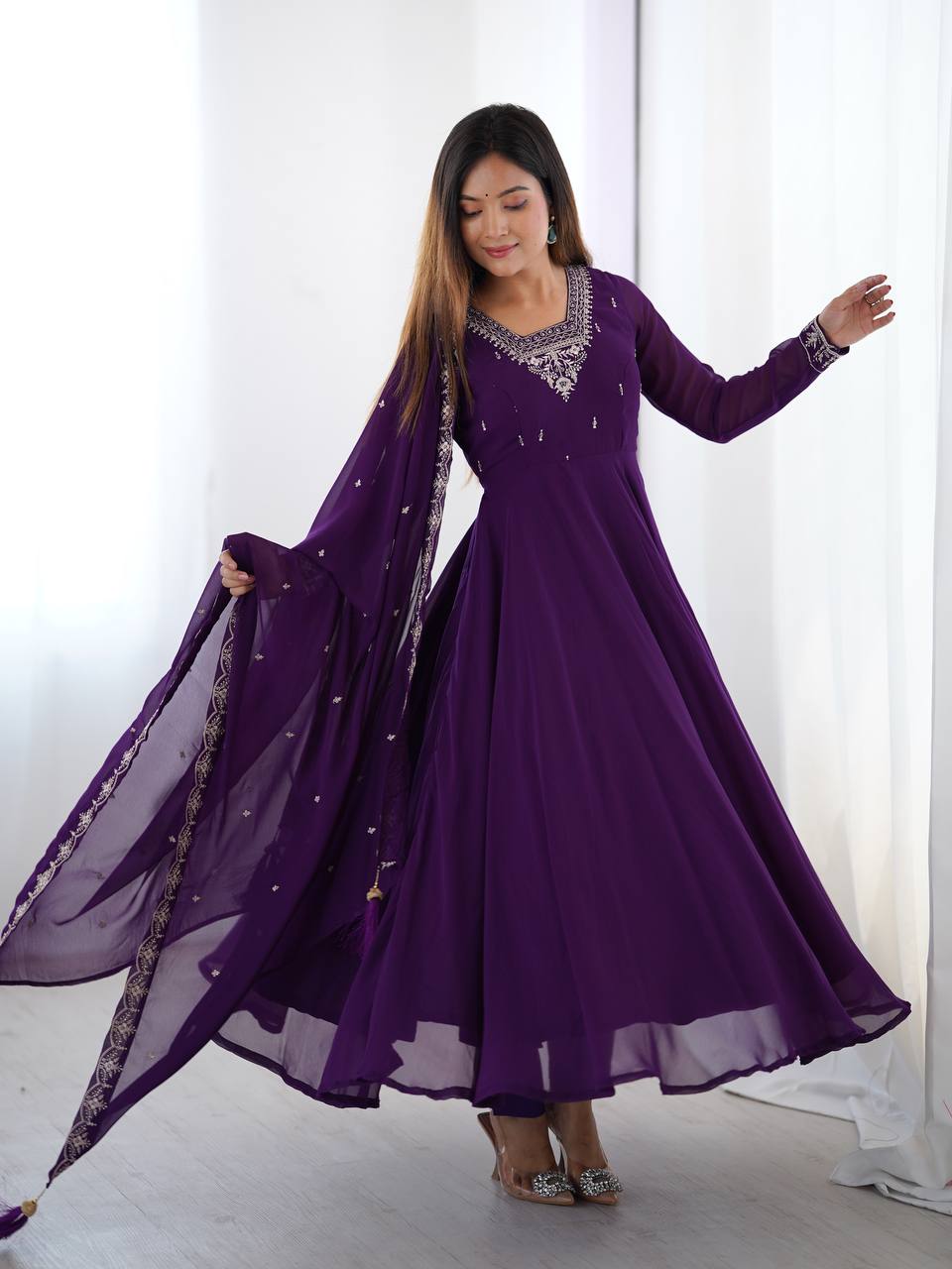 Krisha Heritage Embroidered Georgette Anarkali Set