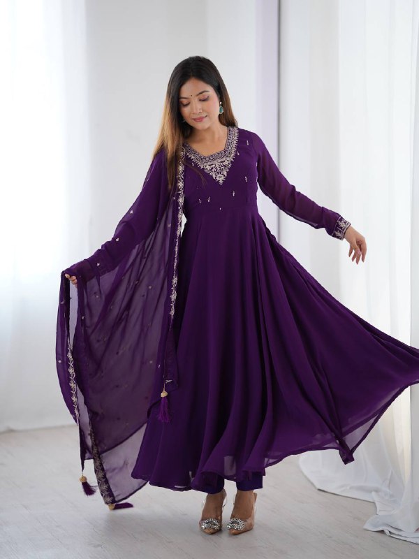 Krisha Heritage Embroidered Georgette Anarkali Set