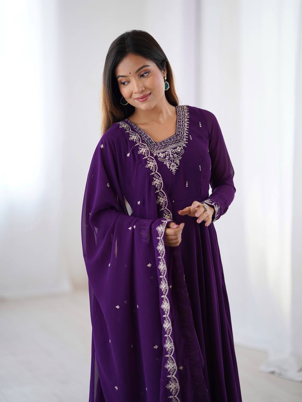 Krisha Heritage Embroidered Georgette Anarkali Set