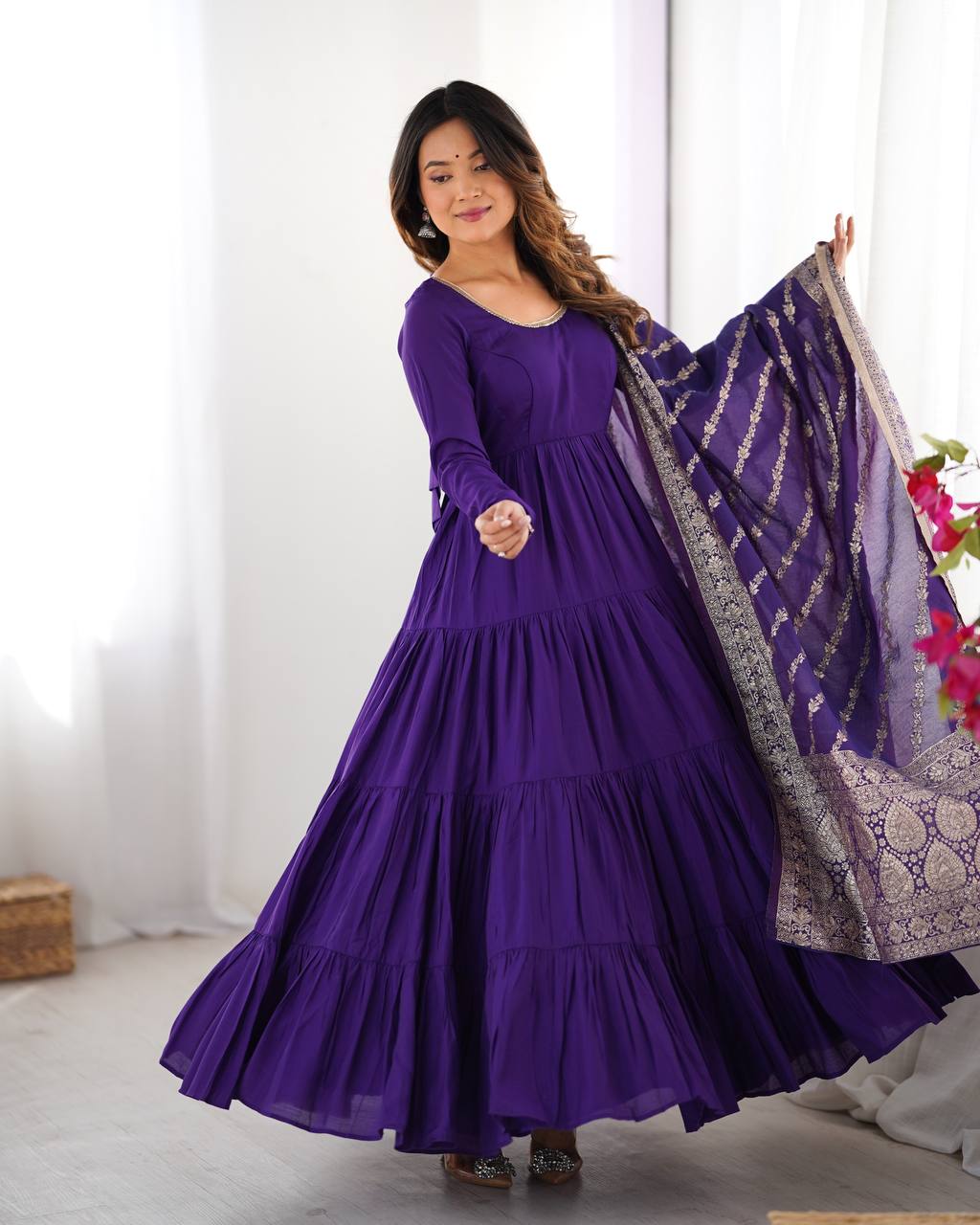 Zuri Romansilk Chanderl Fabric Anarkali